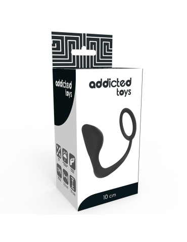 addicted toys plug anal avec anneau pénien noir_4