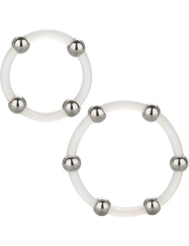 calex kit de 2 anneaux en silicone avec perles en acier
