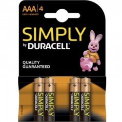 pile alcaline simplement duracell aaa lr03 / mn2400 4ud