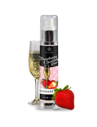 secretplay huile de massage fraise et champagne 50 ml